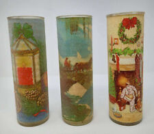 9” Tall Vintage Sugar Frosted Christmas Candles Set Of 3 picture