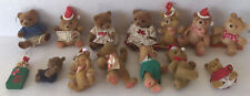 Vintage Teddy Bear Christmas Ornaments Lot Of 14 Flocked Mid Century picture