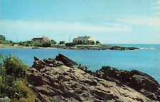 Maine ME, Rocky Rugged Coast, Houses, Ocean View, Vintage Postcard picture