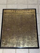 Vintage Brass Engraved Declaration Of Independence Wall Mount Bicentennial 17x20 picture