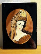 Vintage Lacquer Miniature Painting Art Goddess Inlaid Wood Mother of Pearl/ picture