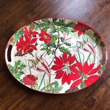 Christmas Tray Michel Design Works Lacquered  w Handles Oval 20” x 15” picture