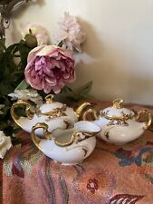 JEAN POUYAT LIMOGES Porcelain Tea Set Teapot Sugar Bowl Creamer JPL France picture
