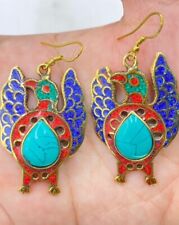 Vintage Rare Beautiful Old Color Full Islamic Sliver Earrings With Unique Birds picture