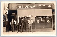 Men Standing Cascade Bar Hamms Beer Advertising Helland & Nelson Antique RPPC picture