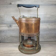 Rare 1910s Art Nouveau Antique Copper Tea Kettle Bass Stand Oil Burner Warmer picture