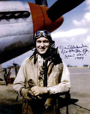 DONALD BLAKESLEE SIGNED 8x10 PHOTO 4th FG JAN-NOV 1944 FIGHTER ACE BECKETT BAS picture