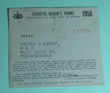 1950 Oley Berks Pennsylvania Cigarette Dealer's Permit Business Tobacco License  picture
