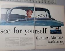 1954 General Motors Vintage 2 Pg Print Ad Chevrolet Pontiac Cadillac Olds Buick picture