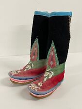 Tibetan Handmade Miniature Child's Embroidered Boots Nepalese Unworn Vintage picture