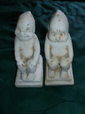 C 1920 PAIR OF BILLIKEN CHALWARE STATUES BILL CAN HAPPY AND BILLY CAN'T VERY SAD picture