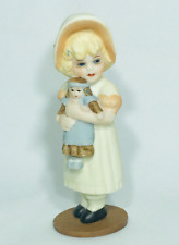Jan Hagara Mandy Bisque Ceramic Girl with Doll Figurine 1989 - 3-5/8