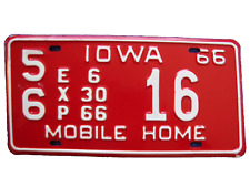 NOS 1966 Iowa Mobile Home License Plate in original Unissued condition 56 16 picture