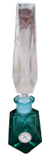 K Turquoise Perfume Bottle with Stopper West Germany Faceted Cut Glass MCM picture