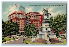 c1930s Washington Monument and Hotel Richmond, Richmond Virginia VA Postcard picture