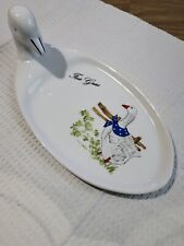 Limoges Porcelain Presentation Plate Foie Gras with Hand-Painted Neck France picture