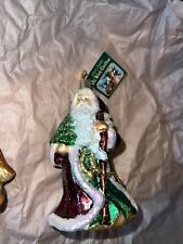 Rare HTF. OWC Old World Christmas Blown Glass Windswept Santa  2007 W Tag  EX picture