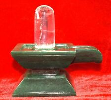 Sphatik Shivling with in Green Jade Yoni Base - 719 gms  - Lab certified picture