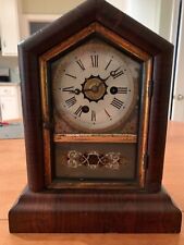Antique E N WELCH 30 HR Time & Alarm Mahogany Cottage/Shelf Clock Runs picture