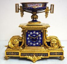 Coalport Blue Sevres French Antique Mantel Clock – 8-Day Striking Ormolu C1870 picture