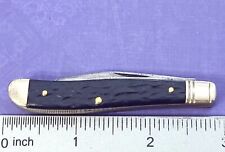 Camillus Knife Made In USA 1960s-70s Two Blade Peanut Jigged Black Delrin Handle picture