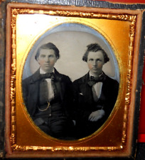 1/6th size Neff Pat. Tintype 1860 of two men in half case picture