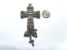 Antique unusual ornate Christian Cross pendant with religious faith charms 52300 picture