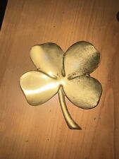 VTG 24K Gold Plated Lucky 4 Leaf Clover Shamrock Wall Hanging Paperweight G48 picture
