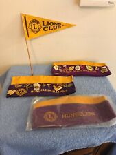 VINTAGE LIONS CLUB INTERNATIONAL ILLINOIS HAT LOT WITH PINS ATTACHED & PENNANT  picture