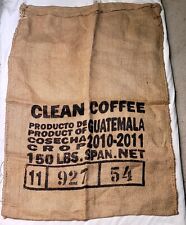 VINTAGE AUTHENTIC CLEAN COFFEE PRODUCT GUATEMALA BURLAP FOOD JUTE BAG 150 LBS picture