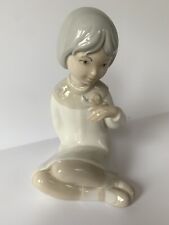 Vtg Porceval Girl Snail Porcelain Figurine Made Spain Figurine Statue 5.5