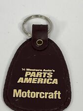 Vintage Motorcraft Keychain Key Ring Fob Western Auto Parts Brown picture