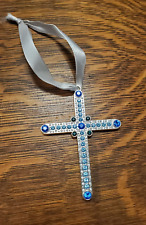 LUXE HARVEY LEWIS BLUE SWAROVSKI CRYSTAL CROSS ORNAMENT picture