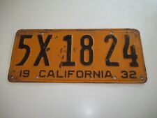 1932 32 California State License Plate 5X1824 USED SINGLE 1 picture