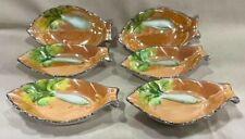 Noritake Set of 6 Open Celery Salts Celery Motif Tan & Silver Lusters Excellent picture