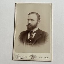Antique Cabinet Card Photograph Handsome Charming Man Beard Tie Baltimore MD picture