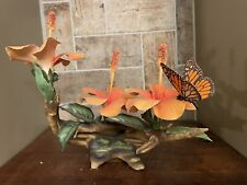Boehm Porcelain Kama Pua Hibiscus with Monach Butterfly 30128 Limited issue picture