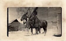 Vtg Postcard-Man with mules, 1919 - RPPC picture