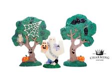 3 Vintage MIDWEST IMPORTS Creepy Trees & Ghost Costume Halloween Figurines picture