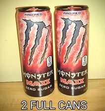 2X RARE 2019 Monster Energy Drink MAXX RAD RED Discontinued FULL 12oz CANS picture