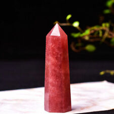 Natural Strawberry Crystal Obelisk Quartz Wand Tower Point Reiki Treatment USA picture