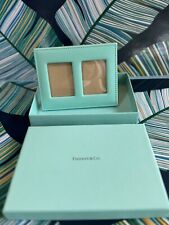 NIB authentic TIFFANY & CO Tiffany blue LEATHER/linen double PHOTO FRAME picture