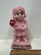 Vintage 1973 Worlds Best Mom Wallace Berries Co #9093 Pink Resin Mother Figurine picture