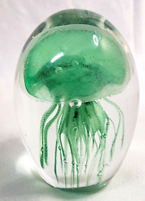 Dynasty Gallery Green Jellyfish Art Glass Paperweight w/ Sticker, 4