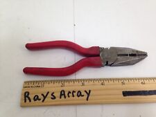VINTAGE 6 1/2 INCH EAGLE LINEMAN'S PLIERS WITH RED HANDLES picture