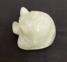 Marble Stone Pig Paperweight Figure 1.5” L Hand Carved Light Green & White Mini picture