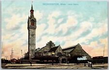 Worcester Massachusetts MA Union Station Building & Historical Landmark Postcard picture
