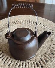 Miniature GRISWOLD Black Cast Iron Tea Kettle Handled Pot picture