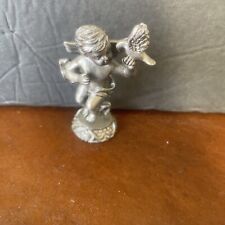 vintage pewter winged angel with bird figure  picture