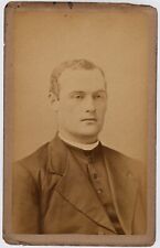 ANTIQUE CDV C. 1880s RYDER HANDSOME YOUNG PREIST IN ROBES & SUIT CLEVELAND OHIO picture